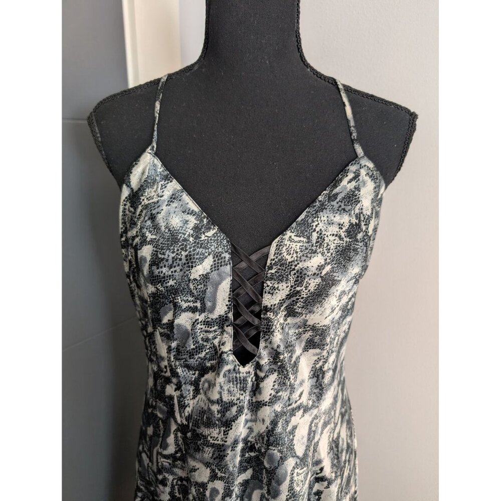 Vintage 90's Mystique Intimates Black & White Snake Print Slip Dress - Size L - Picture 2 of 8